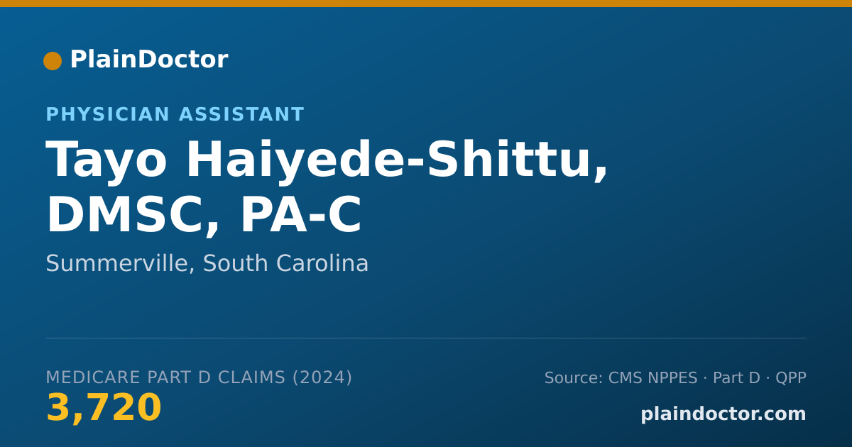 Shareable card for Tayo Haiyede-Shittu, DMSC, PA-C - Physician Assistant, Summerville, SC