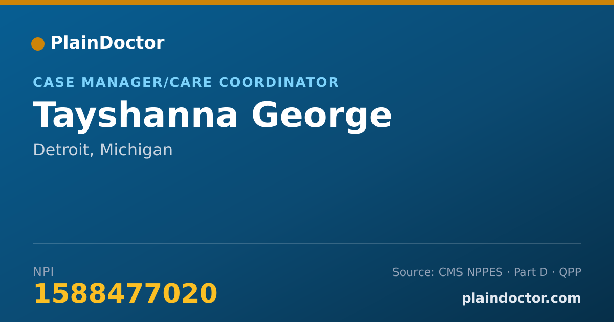 Shareable card for Tayshanna George - Case Manager/Care Coordinator, Detroit, MI