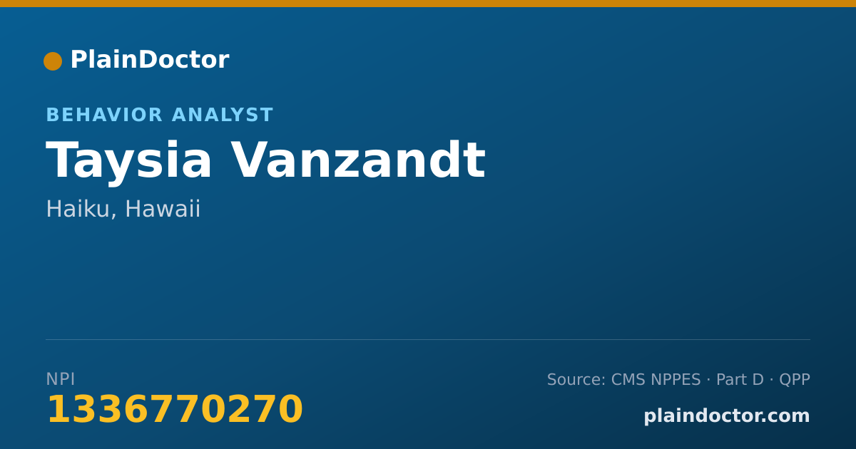 Shareable card for Taysia Vanzandt - Behavior Analyst, Haiku, HI