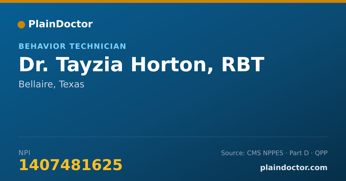 Shareable card for Tayzia Horton, RBT - Behavior Technician, Bellaire, TX
