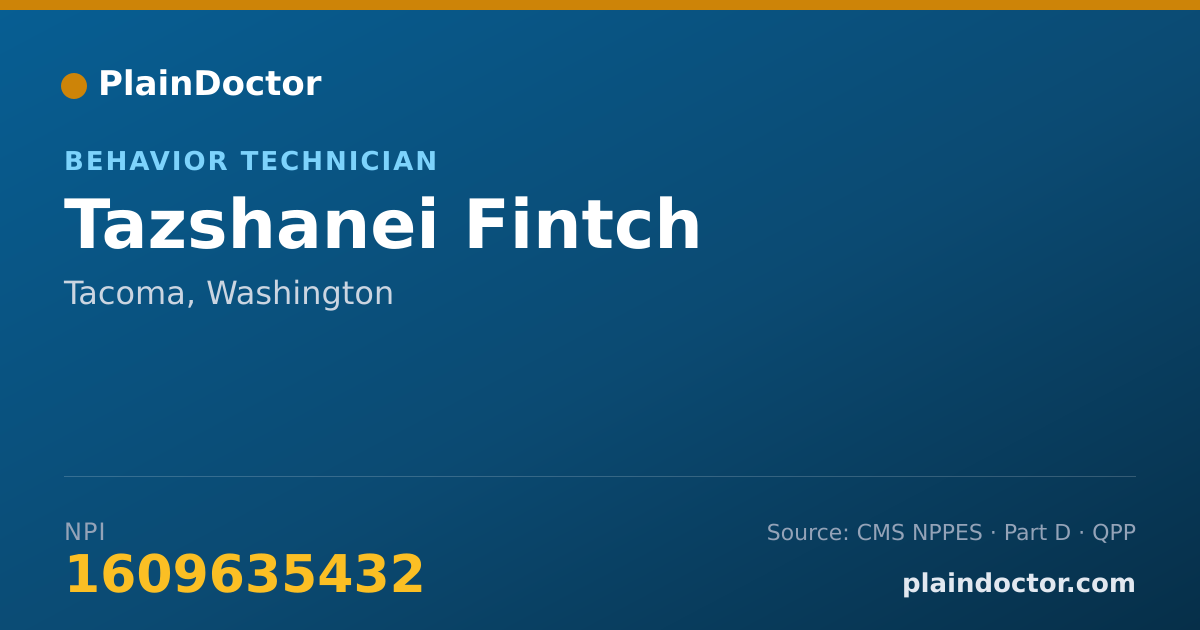 Shareable card for Tazshanei Fintch - Behavior Technician, Tacoma, WA