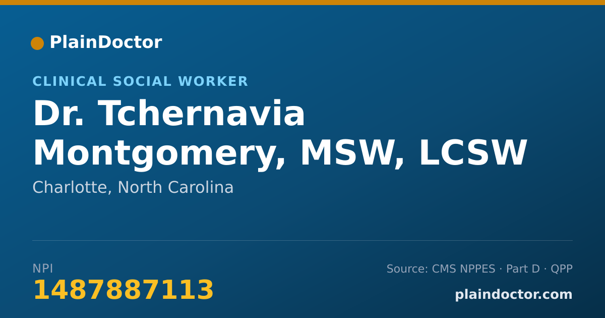 Shareable card for Tchernavia Montgomery, MSW, LCSW - Clinical Social Worker, Charlotte, NC