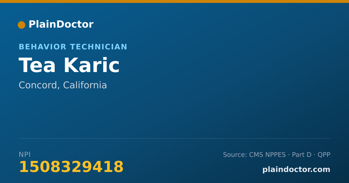 Shareable card for Tea Karic - Behavior Technician, Concord, CA