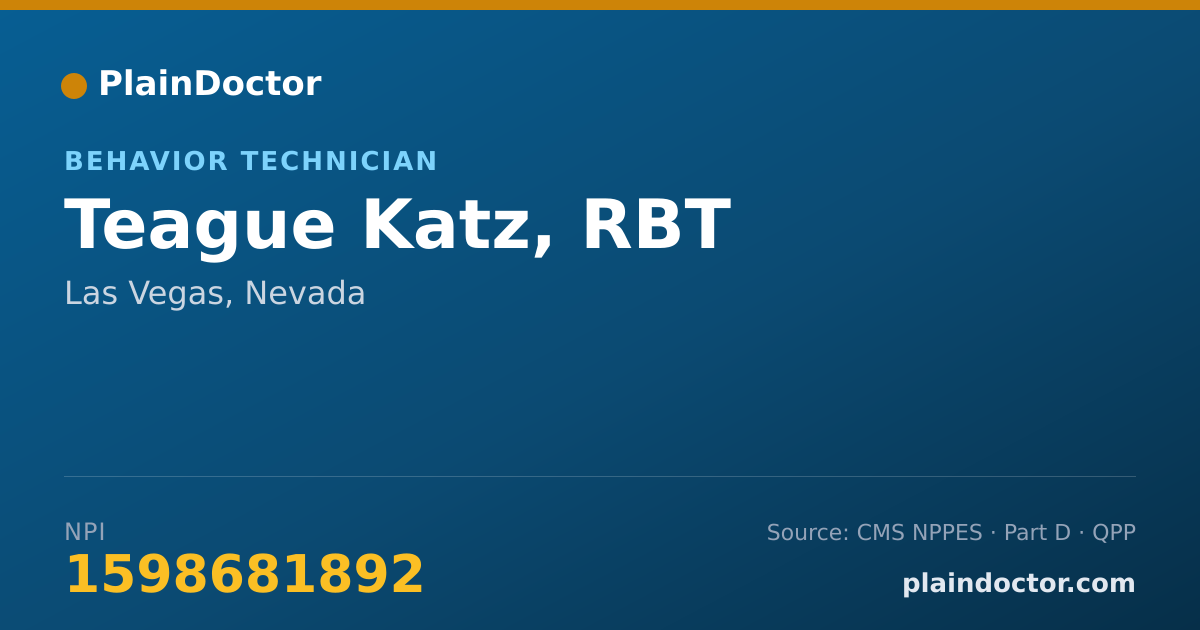 Shareable card for Teague Katz, RBT - Behavior Technician, Las Vegas, NV