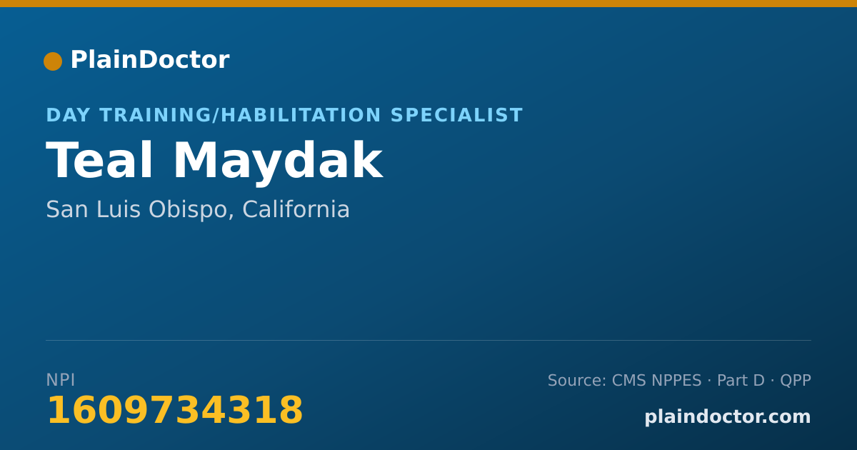 Shareable card for Teal Maydak - Day Training/Habilitation Specialist, San Luis Obispo, CA