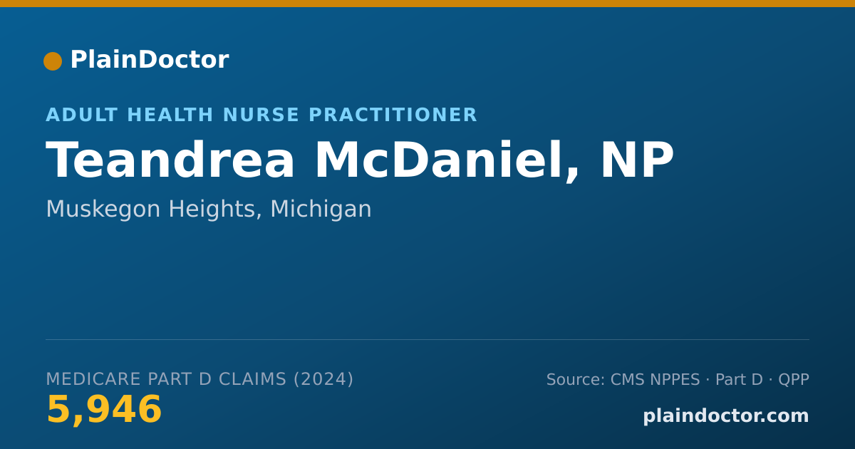 Shareable card for Teandrea McDaniel, NP - Adult Health Nurse Practitioner, Muskegon Heights, MI
