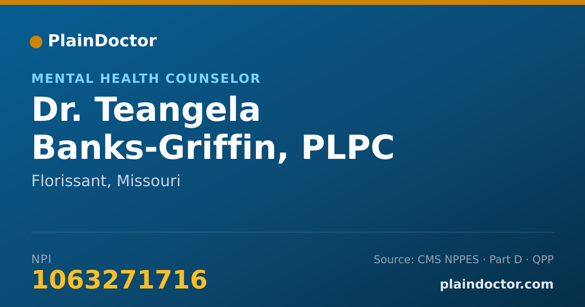 Shareable card for Teangela Banks-Griffin, PLPC - Mental Health Counselor, Florissant, MO