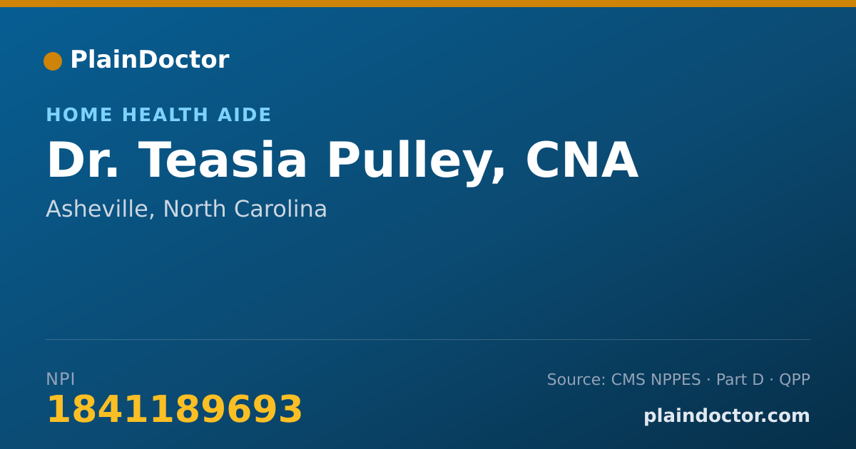 Shareable card for Teasia Pulley, CNA - Home Health Aide, Asheville, NC