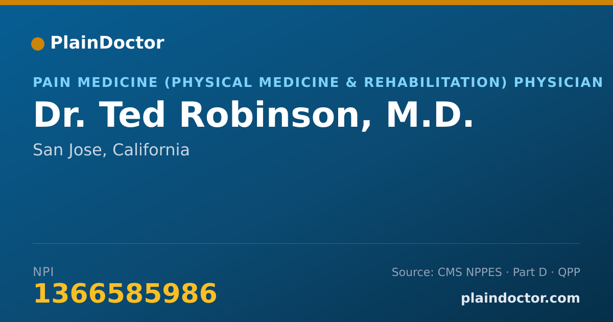 Shareable card for Ted Robinson, M.D. - Pain Medicine (Physical Medicine & Rehabilitation) Physician, San Jose, CA