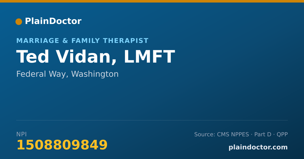 Shareable card for Ted Vidan, LMFT - Marriage & Family Therapist, Federal Way, WA