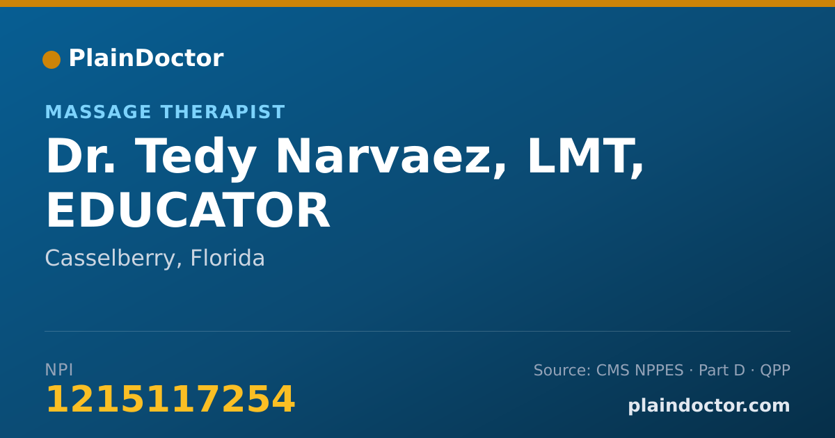 Shareable card for Tedy Narvaez, LMT, EDUCATOR - Massage Therapist, Casselberry, FL