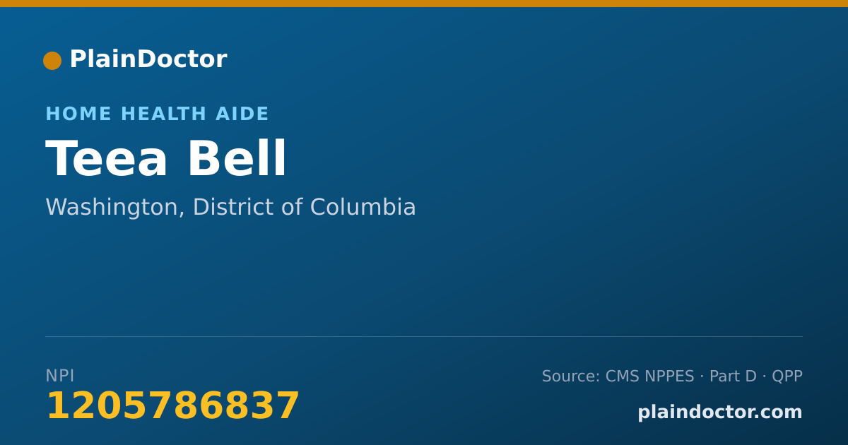 Shareable card for Teea Bell - Home Health Aide, Washington, DC