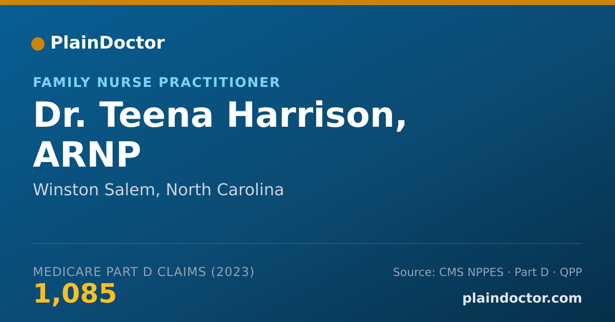 Shareable card for Teena Harrison, ARNP - Family Nurse Practitioner, Winston Salem, NC