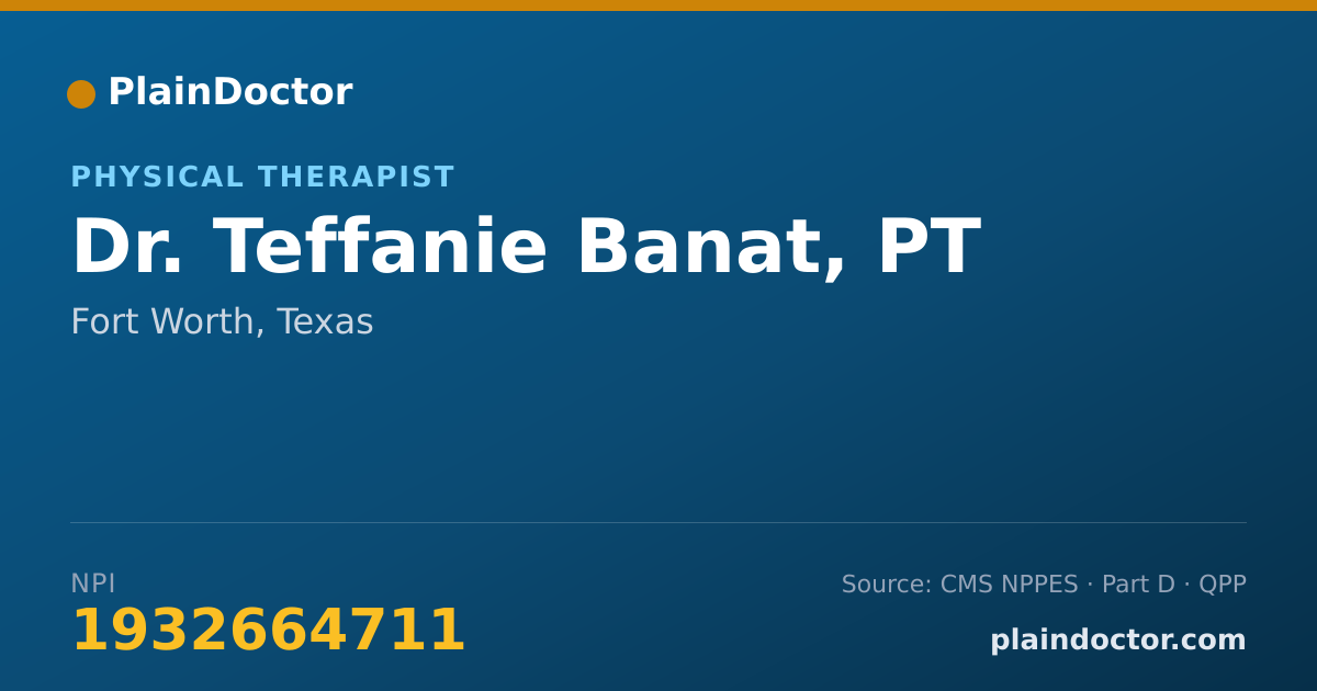 Shareable card for Teffanie Banat, PT - Physical Therapist, Fort Worth, TX
