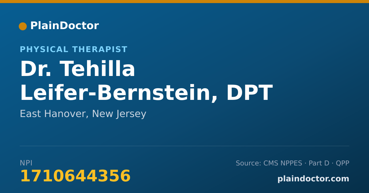 Shareable card for Tehilla Leifer-Bernstein, DPT - Physical Therapist, East Hanover, NJ