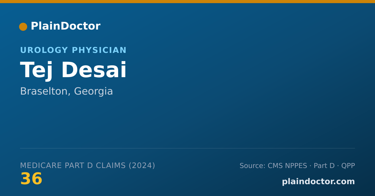 Shareable card for Tej Desai - Urology Physician, Braselton, GA