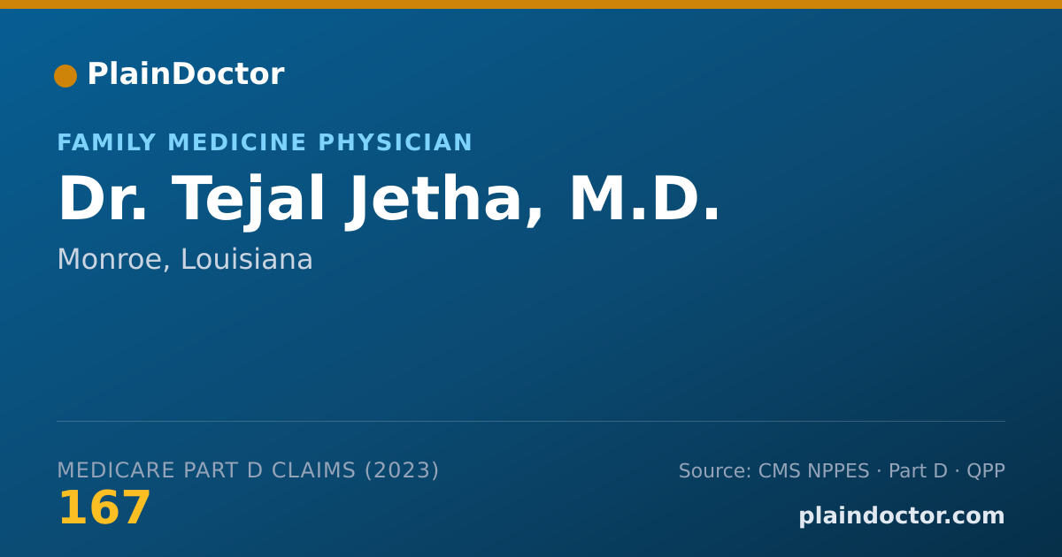 Shareable card for Tejal Jetha, M.D. - Family Medicine Physician, Monroe, LA