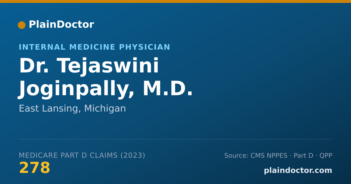 Shareable card for Tejaswini Joginpally, M.D. - Internal Medicine Physician, East Lansing, MI