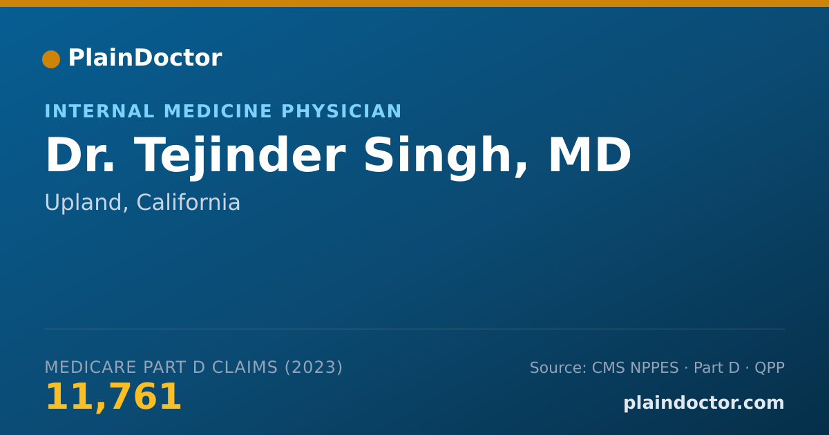 Shareable card for Tejinder Singh, MD - Internal Medicine Physician, Upland, CA