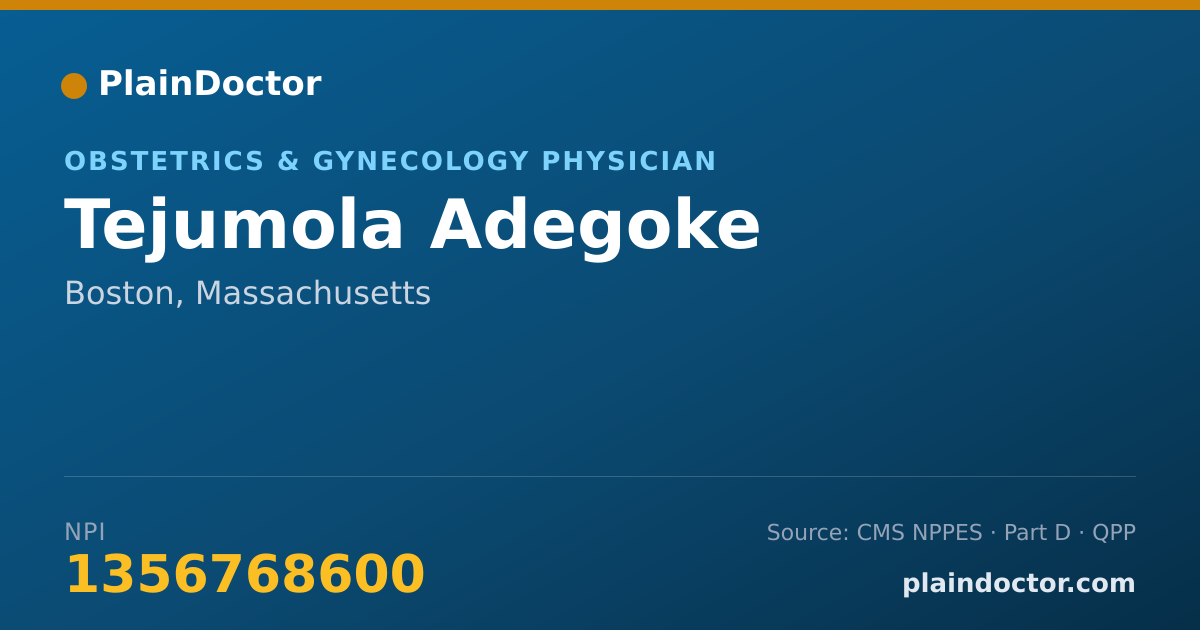 Shareable card for Tejumola Adegoke - Obstetrics & Gynecology Physician, Boston, MA