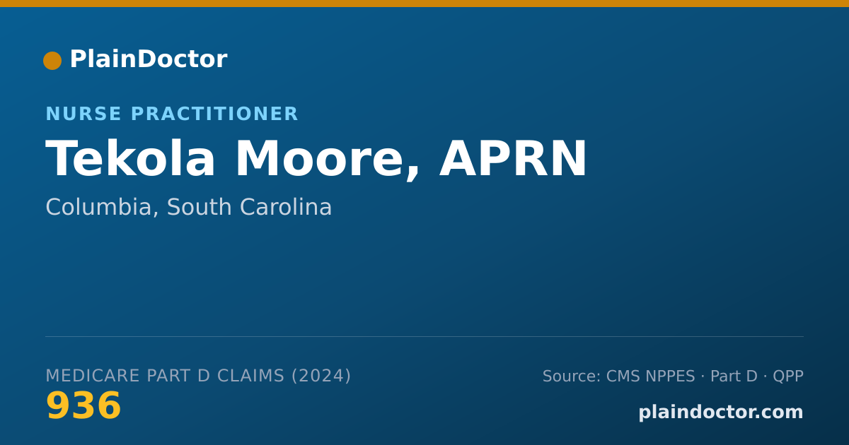 Shareable card for Tekola Moore, APRN - School Registered Nurse, Columbia, SC