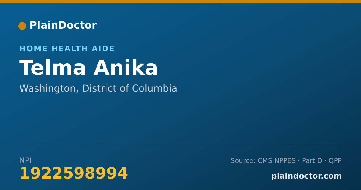Shareable card for Telma Anika - Home Health Aide, Washington, DC