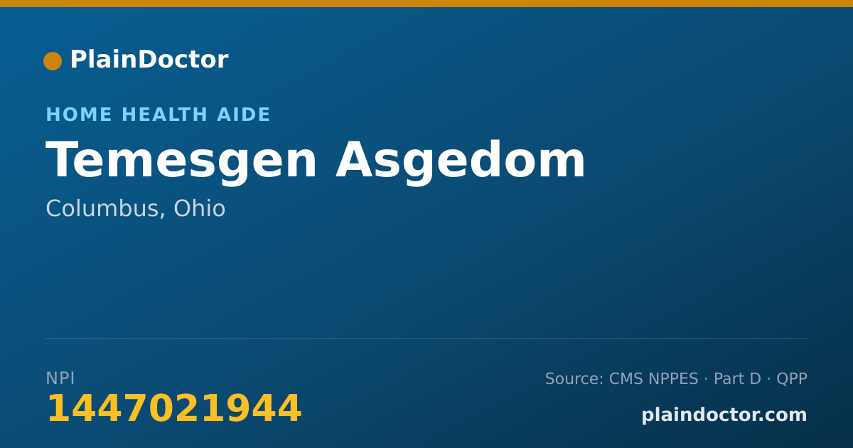 Shareable card for Temesgen Asgedom - Home Health Aide, Columbus, OH
