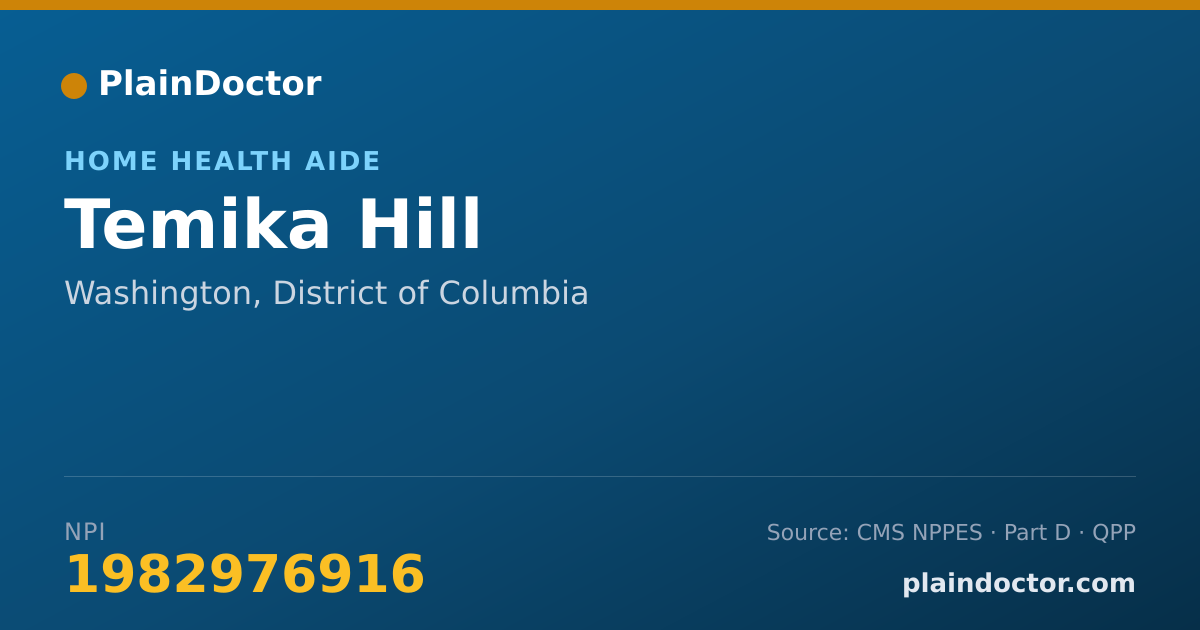 Shareable card for Temika Hill - Home Health Aide, Washington, DC