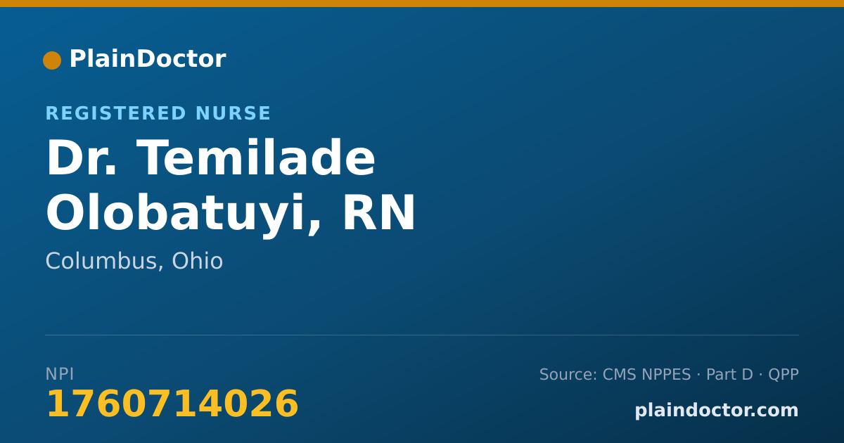 Shareable card for Temilade Olobatuyi, RN - Registered Nurse, Columbus, OH