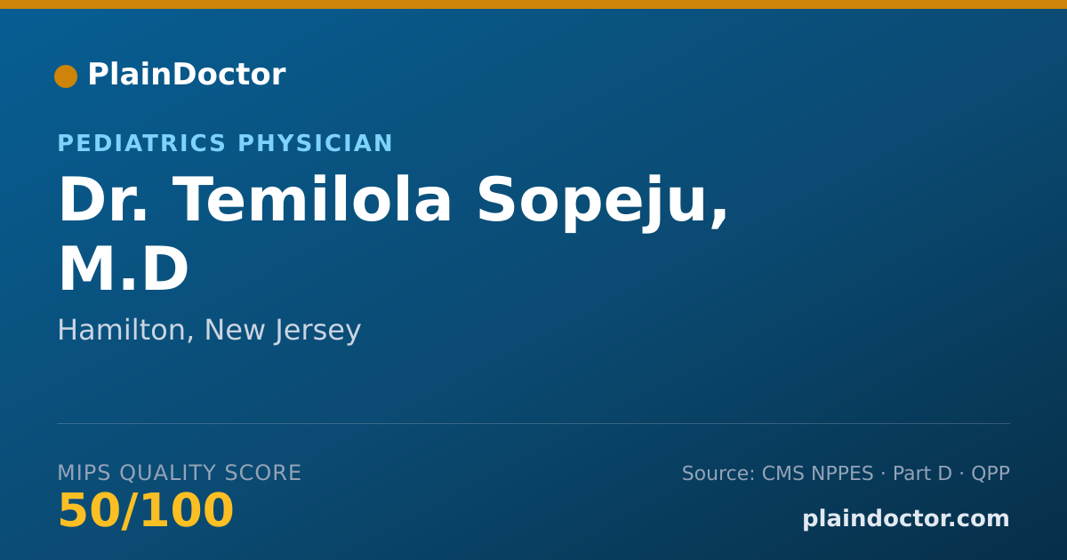 Shareable card for Temilola Sopeju, M.D - Pediatrics Physician, Hamilton, NJ