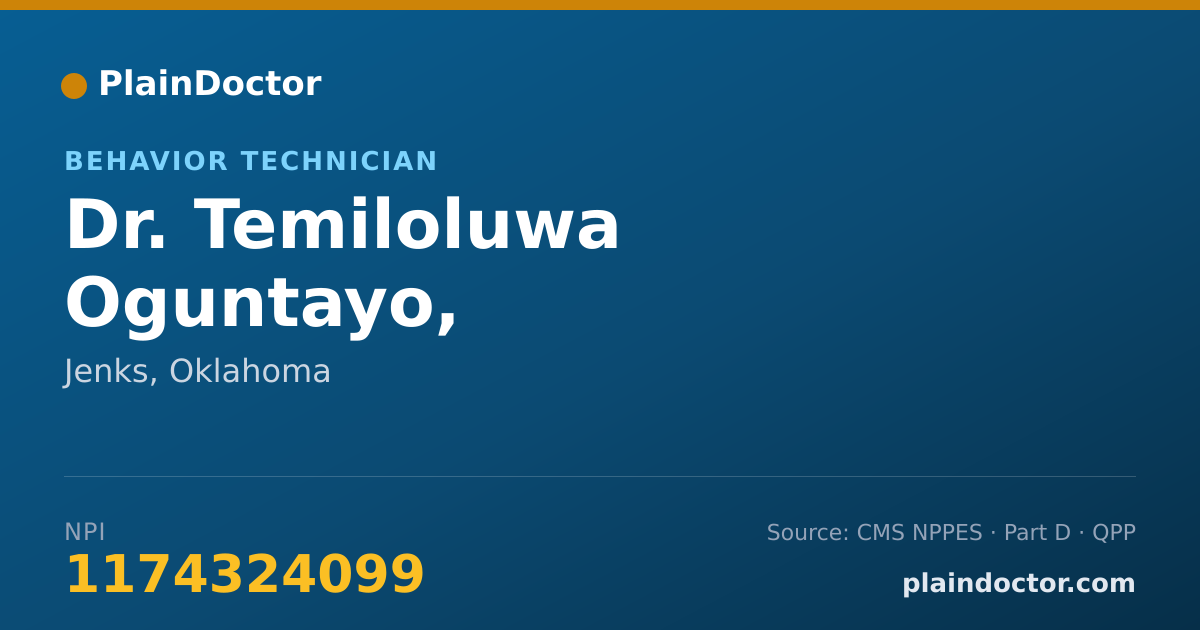 Shareable card for Temiloluwa Oguntayo, RBT-25-413315 - Behavior Technician, Jenks, OK