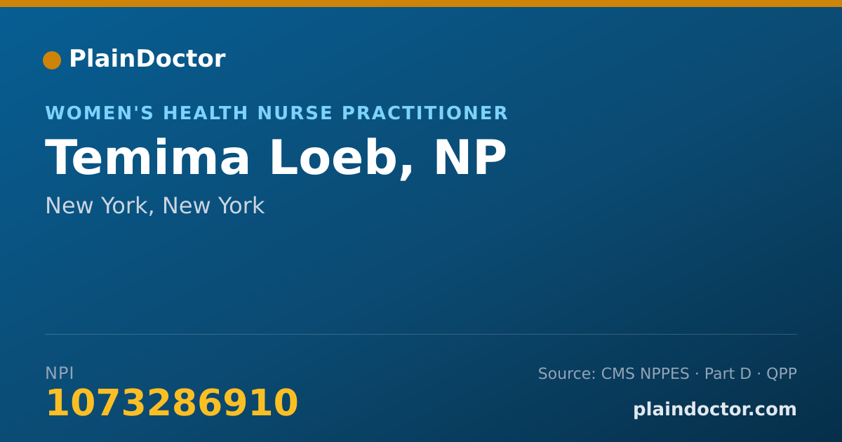 Shareable card for Temima Loeb, NP - Women's Health Nurse Practitioner, New York, NY
