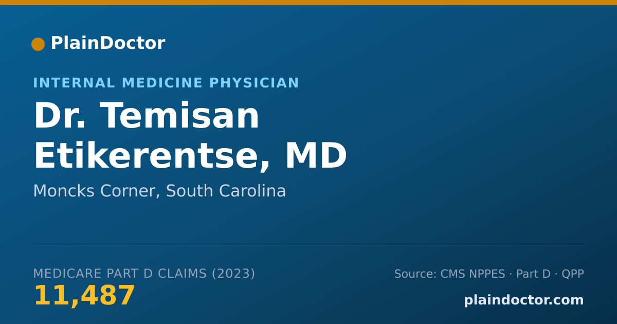 Shareable card for Temisan Etikerentse, MD - Internal Medicine Physician, Moncks Corner, SC