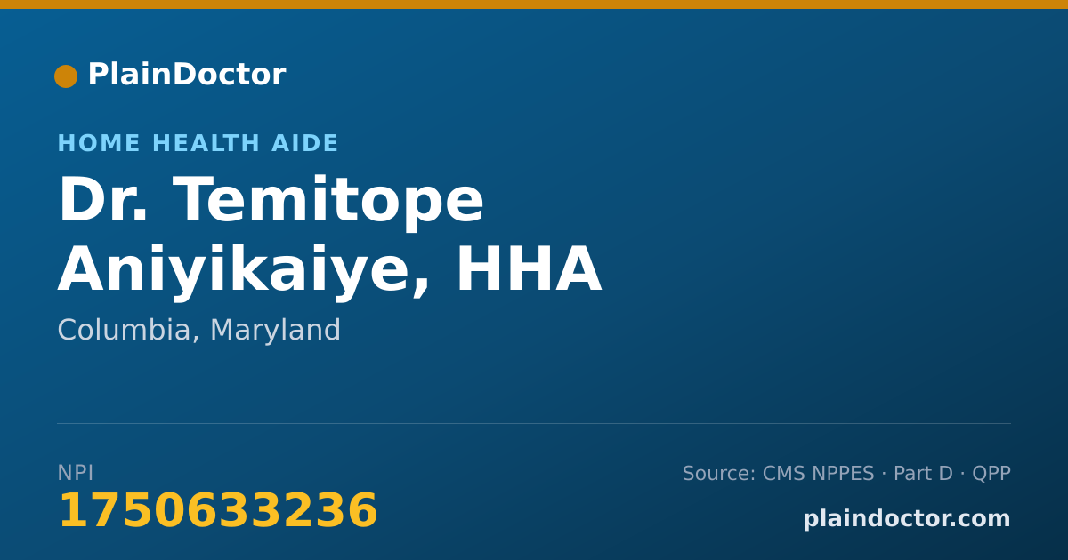 Shareable card for Temitope Aniyikaiye, HHA - Home Health Aide, Columbia, MD