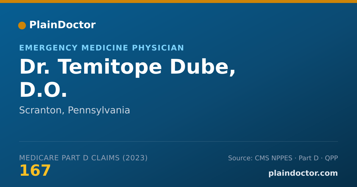 Shareable card for Temitope Dube, D.O. - Emergency Medicine Physician, Scranton, PA
