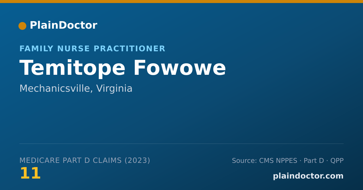Shareable card for Temitope Fowowe - Family Nurse Practitioner, Mechanicsville, VA