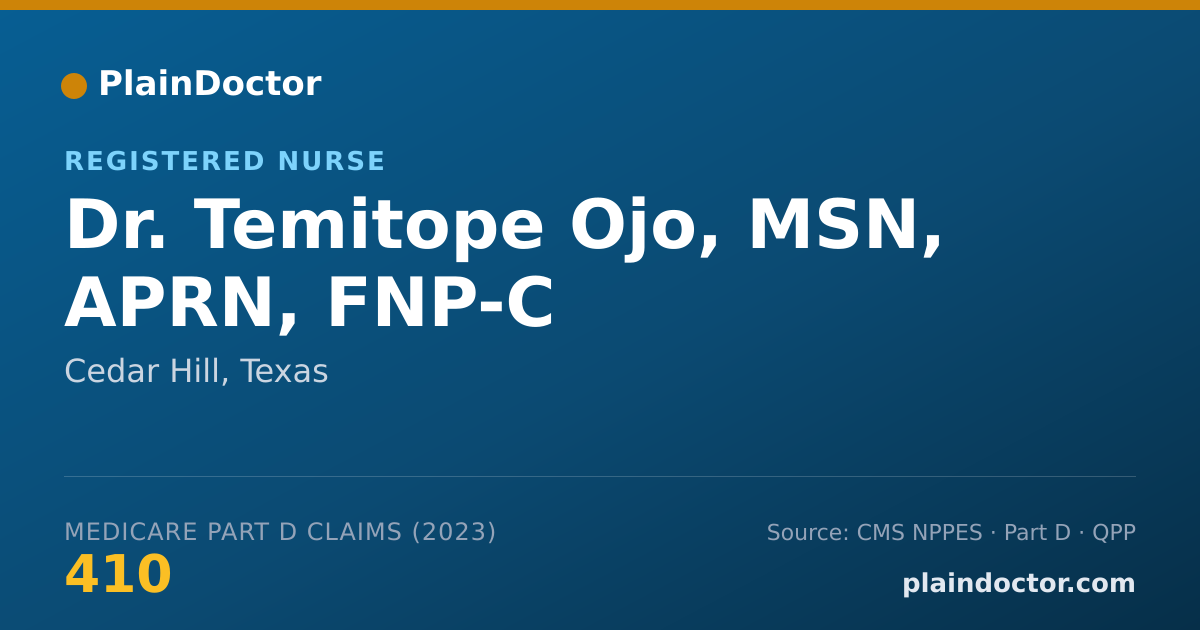 Shareable card for Temitope Ojo, MSN, APRN, FNP-C - Registered Nurse, Cedar Hill, TX