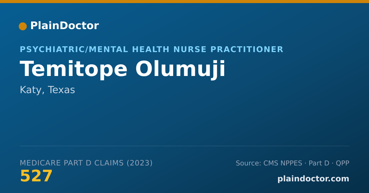 Shareable card for Temitope Olumuji - Psychiatric/Mental Health Nurse Practitioner, Katy, TX