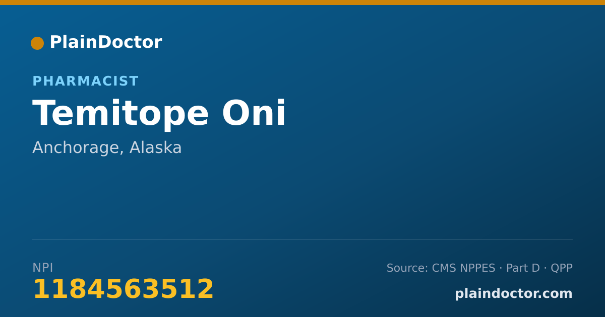 Shareable card for Temitope Oni - Pharmacist, Anchorage, AK
