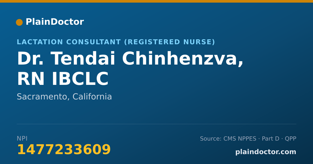 Shareable card for Tendai Chinhenzva, RN IBCLC - Lactation Consultant (Registered Nurse), Sacramento, CA