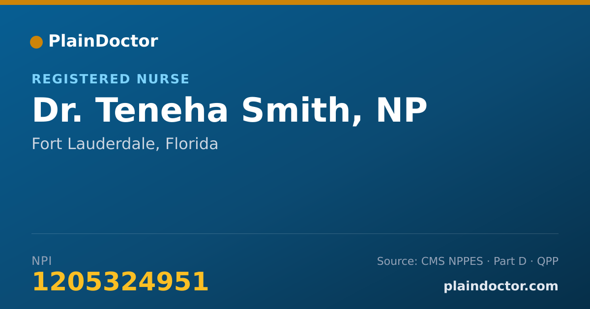 Shareable card for Teneha Smith, NP - Registered Nurse, Fort Lauderdale, FL