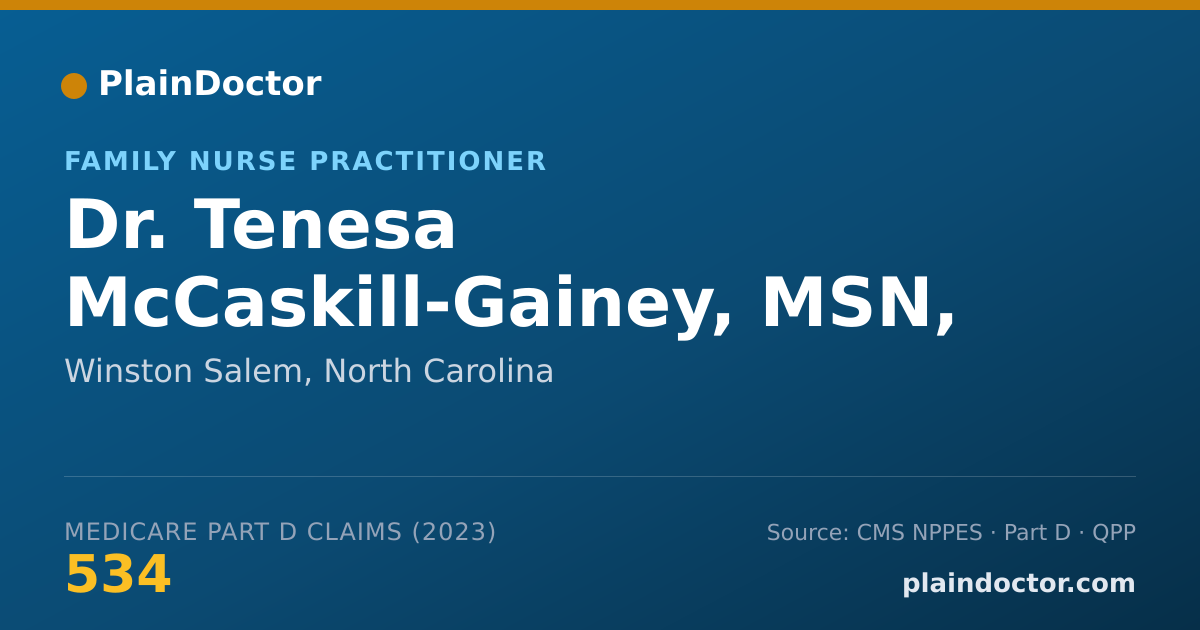 Shareable card for Tenesa McCaskill-Gainey, MSN, APRN FNP-C - Family Nurse Practitioner, Winston Salem, NC