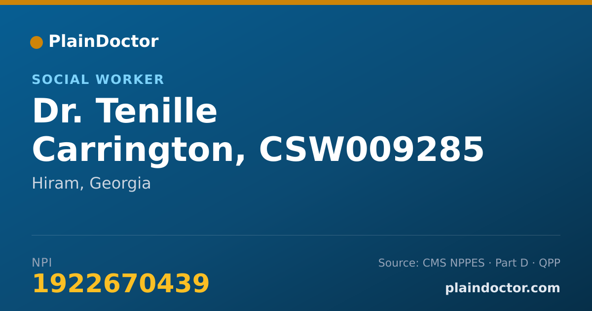Shareable card for Tenille Carrington, CSW009285 - Social Worker, Hiram, GA