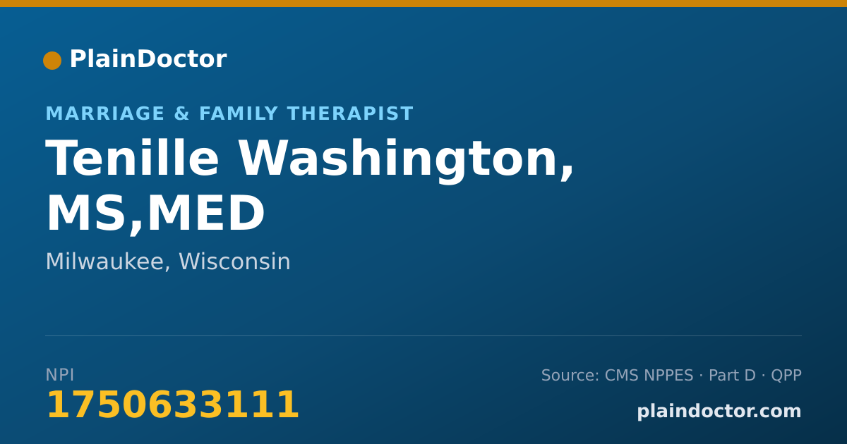 Shareable card for Tenille Washington, MS,MED - Marriage & Family Therapist, Milwaukee, WI