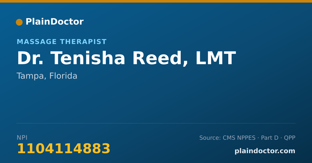 Shareable card for Tenisha Reed, LMT - Massage Therapist, Tampa, FL