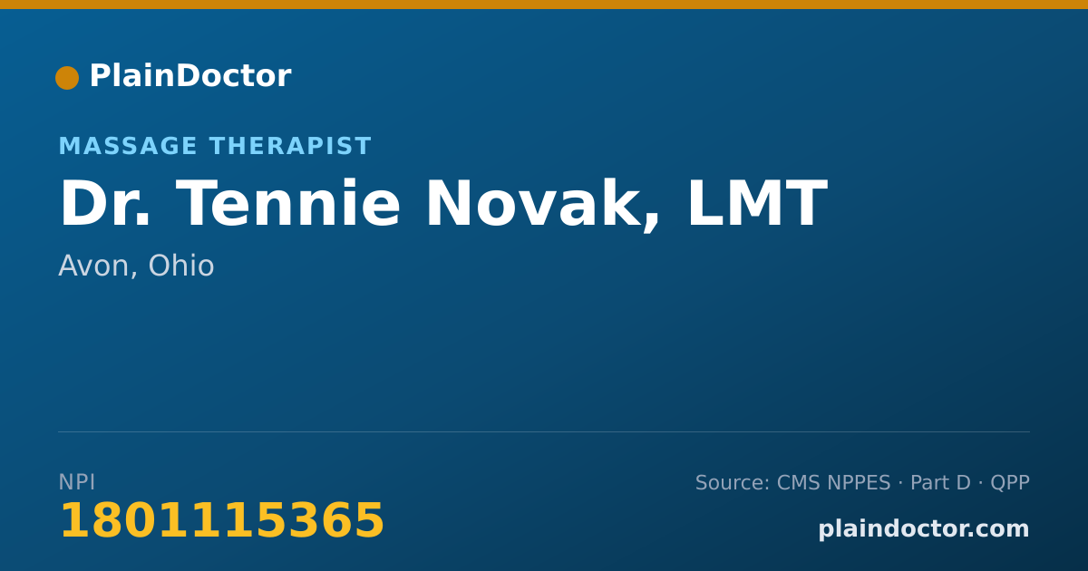 Shareable card for Tennie Novak, LMT - Massage Therapist, Avon, OH