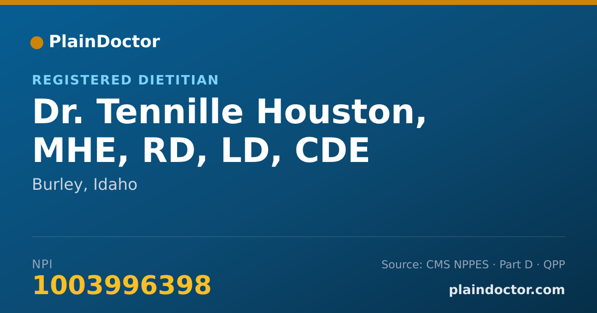 Shareable card for Tennille Houston, MHE, RD, LD, CDE - Registered Dietitian, Burley, ID