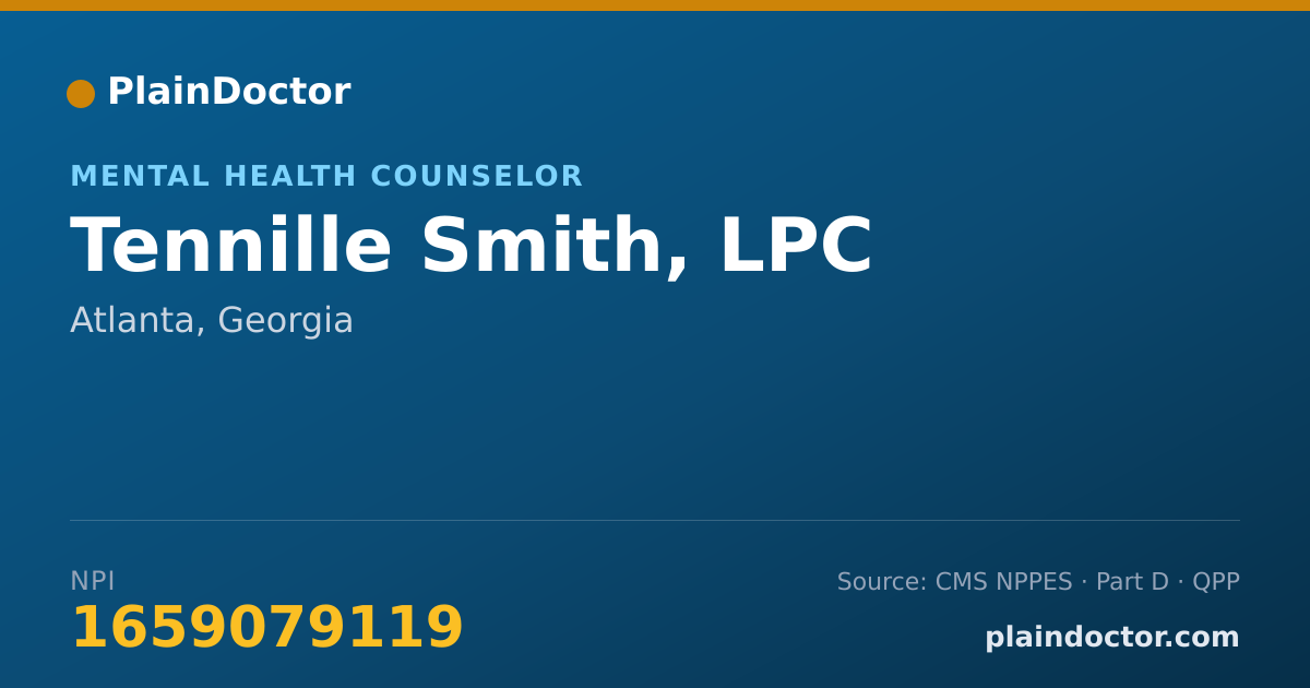 Shareable card for Tennille Smith, LPC - Mental Health Counselor, Atlanta, GA