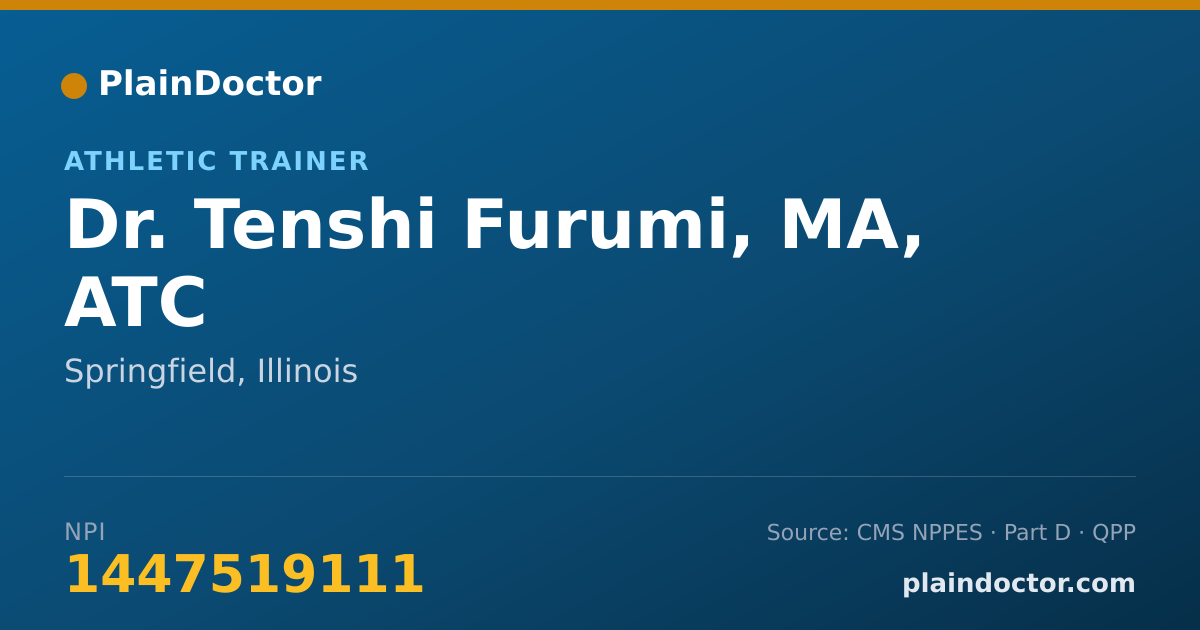 Shareable card for Tenshi Furumi, MA, ATC - Athletic Trainer, Springfield, IL