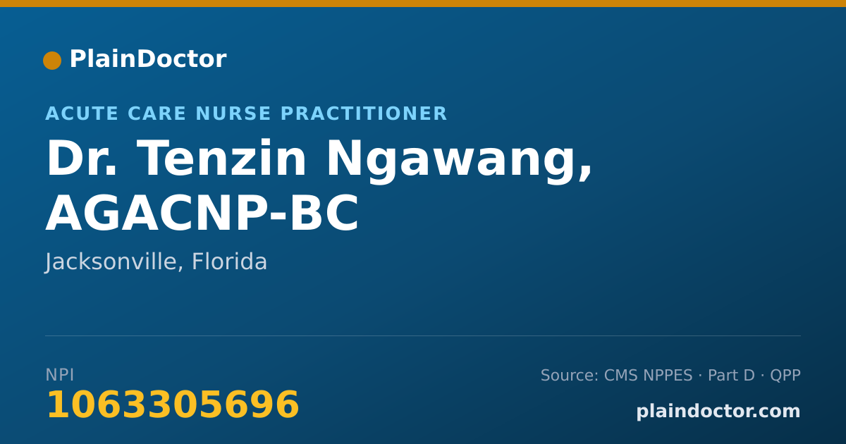 Shareable card for Tenzin Ngawang, AGACNP-BC - Acute Care Nurse Practitioner, Jacksonville, FL
